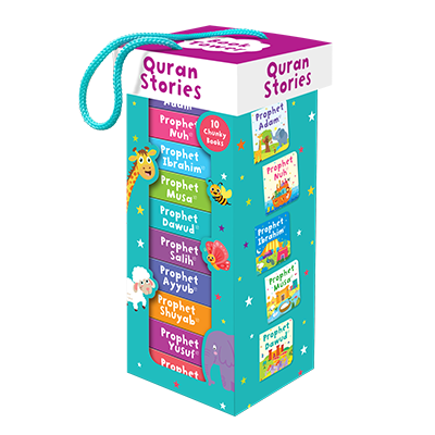 Quran Stories Book Tower: A keepsake gift for babies and toddlers featuring ten study board books about the stories of prophets in a beautiful box.