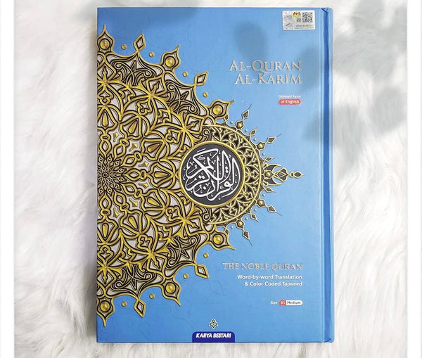 Maqdis Al-Quran Al Kareem Word by Word The Noble Quran Colour Coded Tajweed B5 Size (Blue)