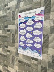 An Ideal Muslim Poster - 300 GSM wall decor for kids' rooms, featuring inspirational design to remind and motivate children about the qualities of a righteous believer.